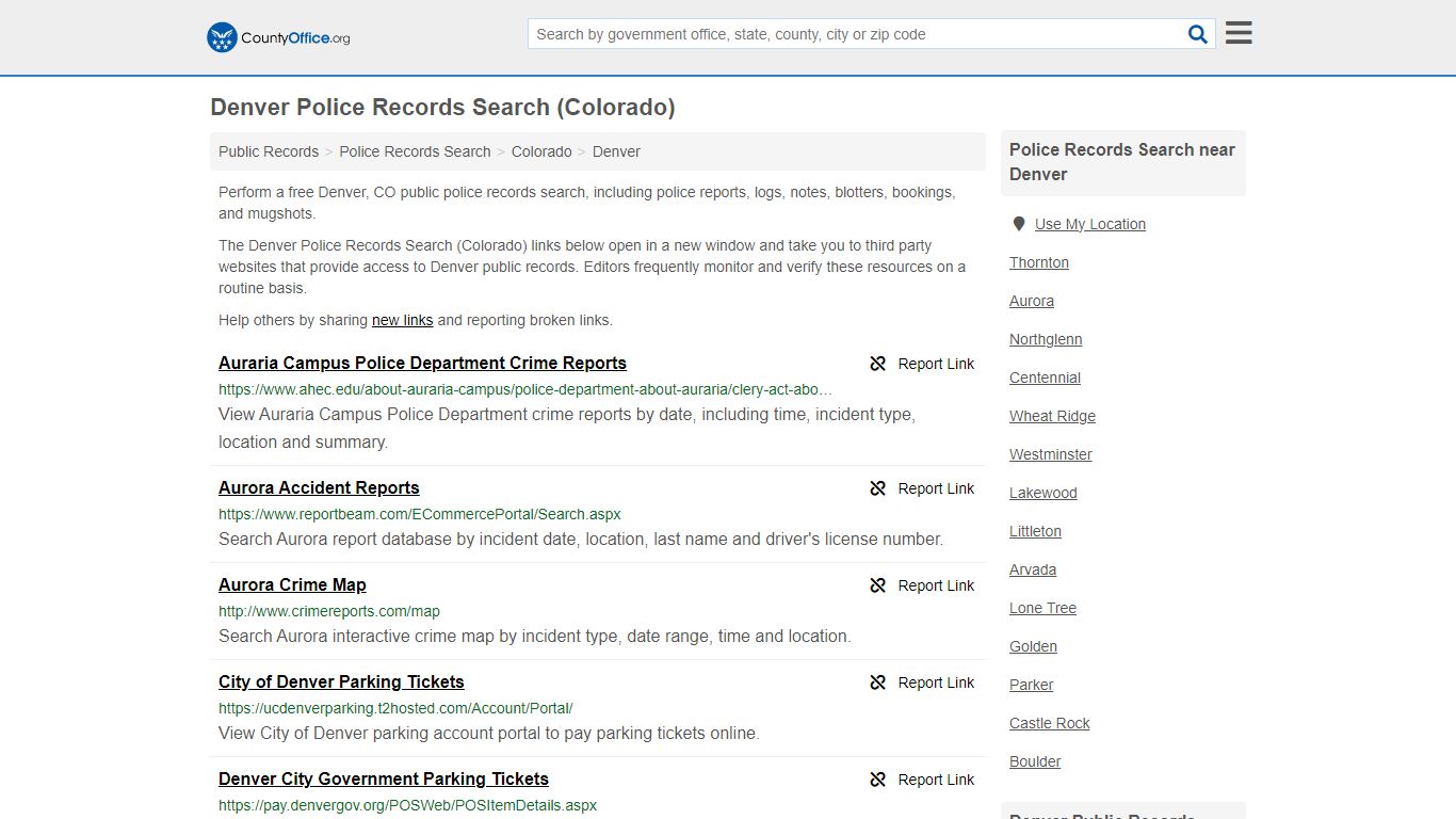 Police Records Search - Denver, CO (Accidents & Arrest Records)